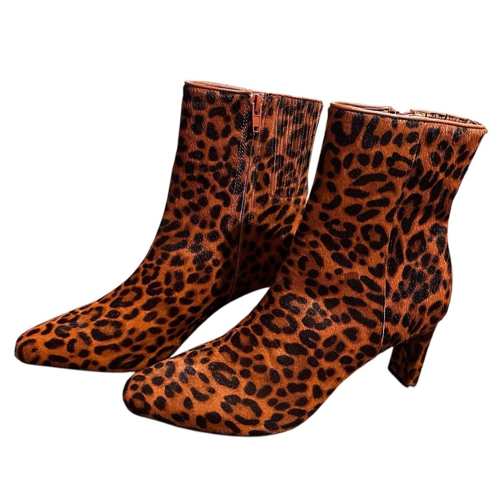 Charlotte Stone Women's Livia in Sienna Leopard Calf Hair Ankle Booties- Size 6